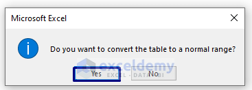 Convert Table to Range and Clear Format in Excel