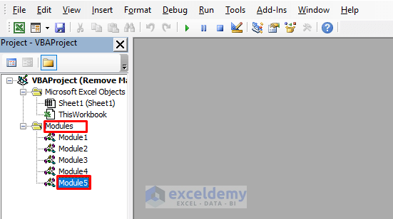 Selecting Module to Remove Macros from Excel
