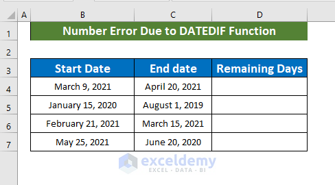 Number Error Due to DATEDIF Function