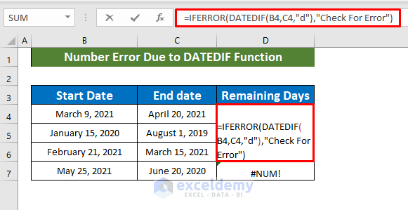 Number Error Due to DATEDIF Function