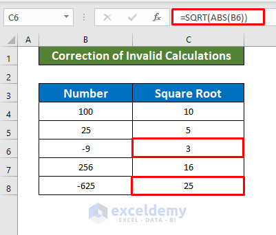 Correct Invalid Calculations to Remove Number Error