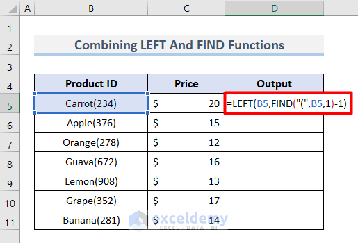 Inserting Formula with LEFT & FIND Functions
