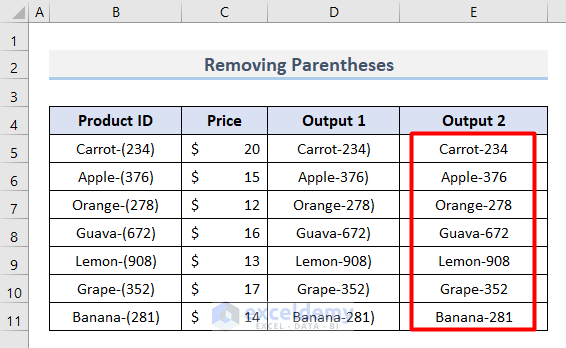 How to Remove Parentheses in Excel