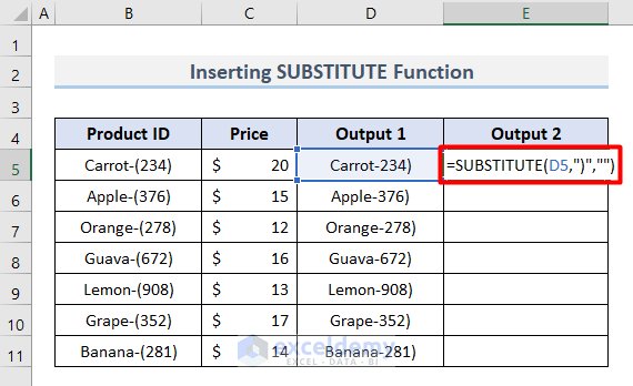 Removing 2nd Parentheses with SUBSTITUTE Function