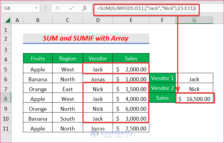 How to Use SUM and SUMIFS Formula with Multiple Criteria in Excel