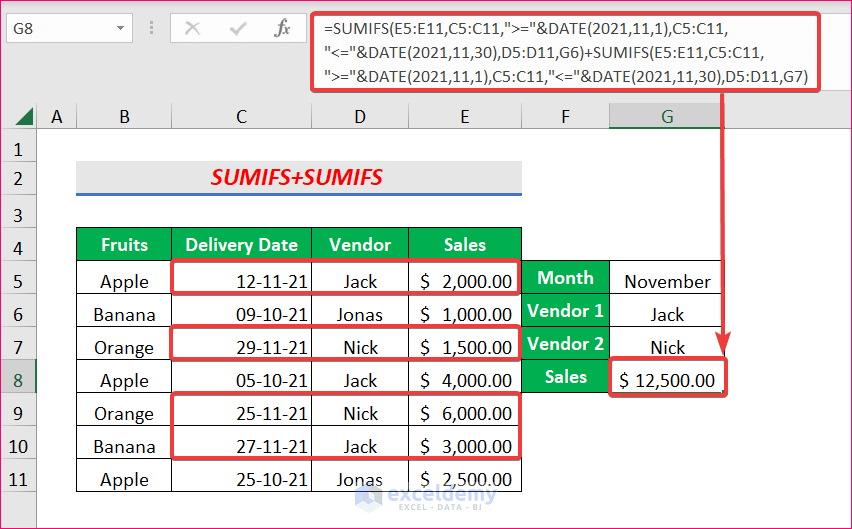 How to Use the SUMIFS Formula with Multiple Criteria in Excel - 11 Methods