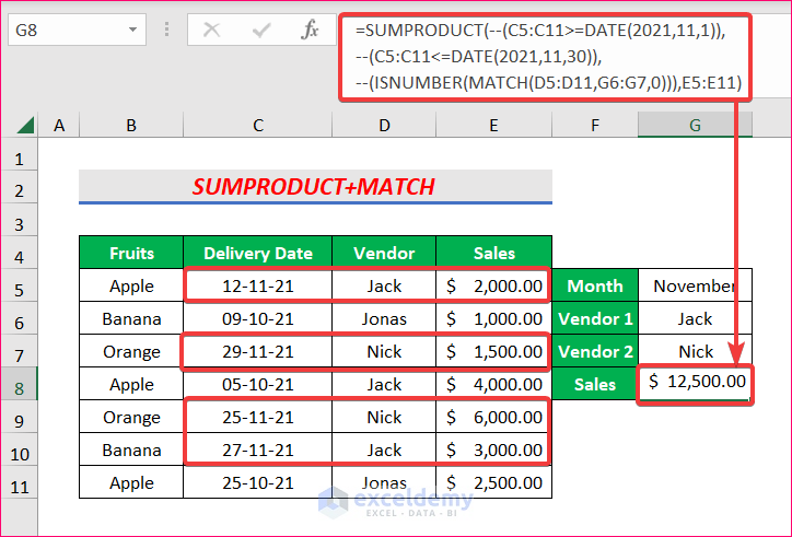 How to Use SUMPRODUCT, MATCH and SUMIFS Formula with Multiple Criteria in Excel