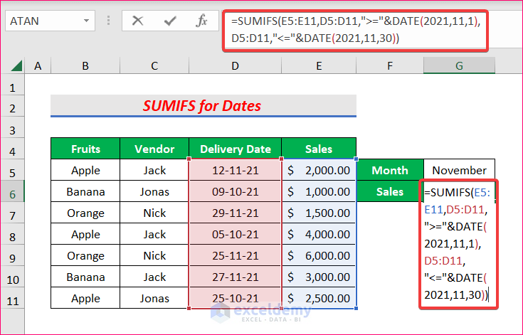 How to Use SUMIFS Formula for Dates with Multiple Criteria in Excel