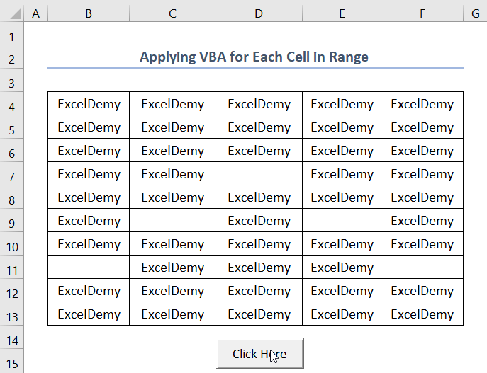 vba for each cell in range in excel