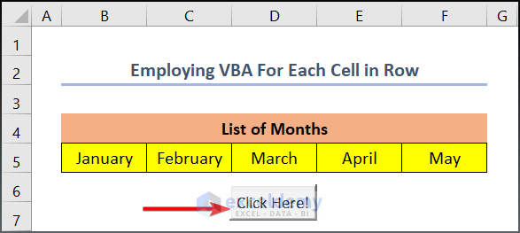 Output of vba code for each cell in a row