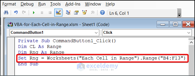 Writing vba code to specify the worksheet.