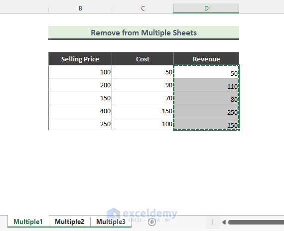 Delete Formulas from Multiple Sheets in Excel
