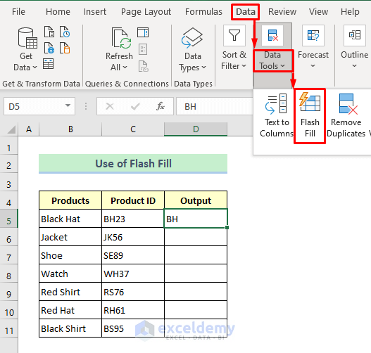Flash Fill to Remove Numbers from a Cell