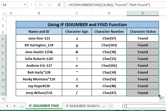 if isnumber and find result