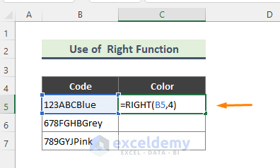 Apply RIGHT Function to Trim Left Side Characters in Excel