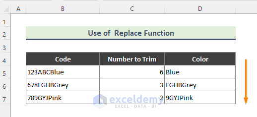 use of replace function in excel