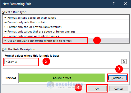 new formatting rule box