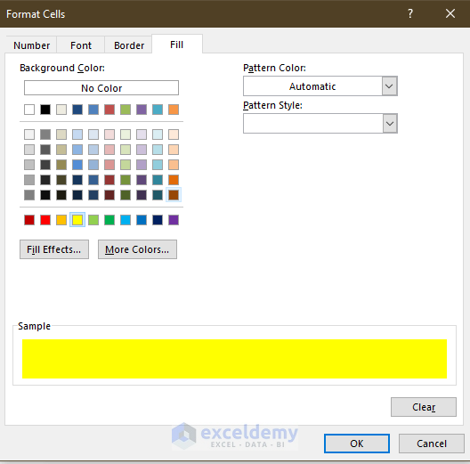 selecting color for conditional formatting