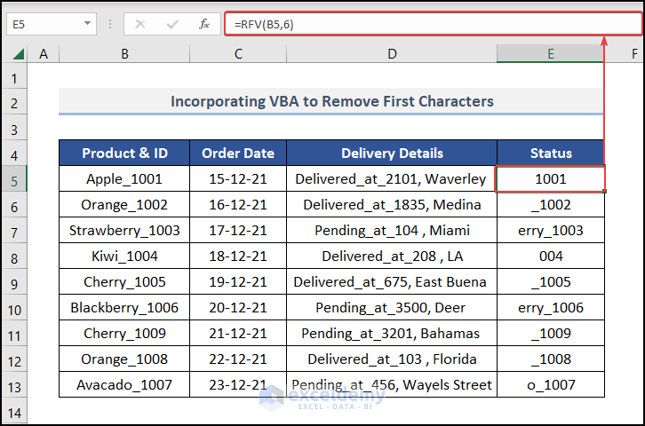 Remove character from string with VBA in Excel