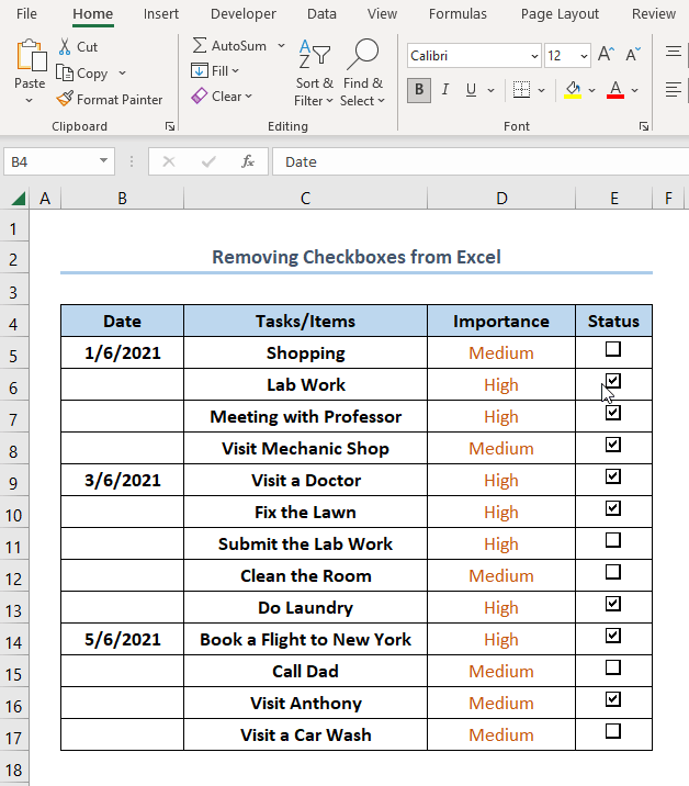 Overview of Removing check boxes from Excel