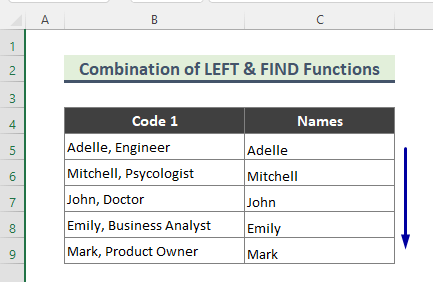 Remove Everything After a Character Using the Combination of LEFT and FIND Functions in Excel