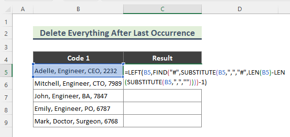 Remove Everything After Last Occurrence of a Character in Excel