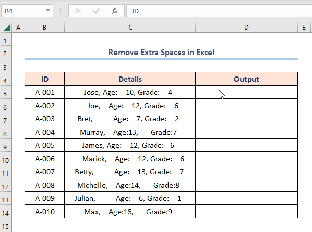 Overview of removing extra spaces in Excel