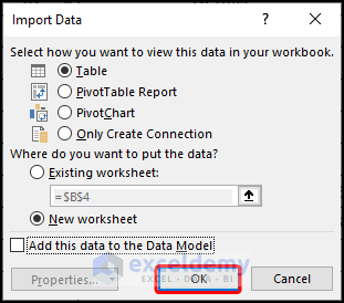 Importing data to Excel as Excel Table