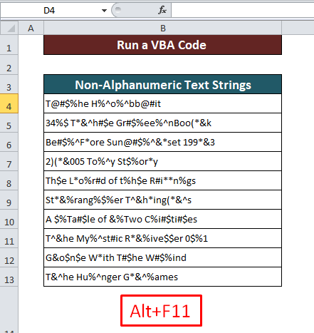 Run a VBA Code to Remove Non-Alphanumeric Characters in Excel