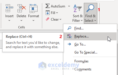 Remove Specific Character From String Excel Using Find and Replace Options