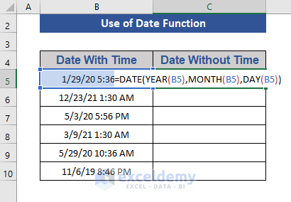 Remove Timestamps Using Excel Formulas