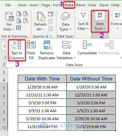 Applying Text to Column Wizard in Excel