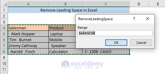 remove leading space