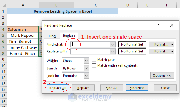 REMOVE LEADING SPACE
