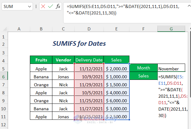 SUMIFS for dates