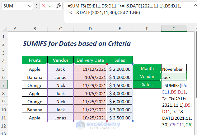 SUMIFS for dates based on criteria