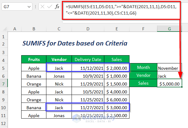 SUMIFS for dates based on criteria