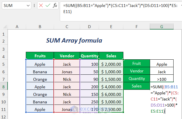 SUM array formula