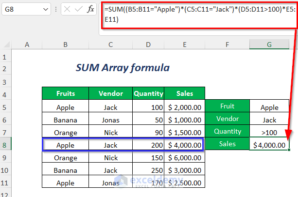 SUM array formula