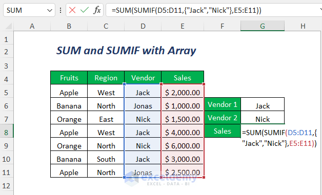 SUM and SUMIF with array