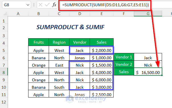 SUMPRODUCT & SUMIF