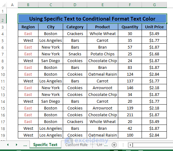 Result-Excel Conditional Formatting Text Color