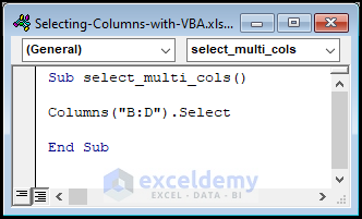 VBA code for selecting multiple columns