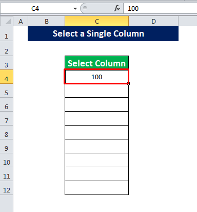 Run a VBA Code to select a single Column 
