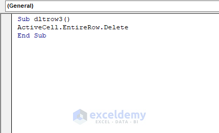 deleting rows with respect to active cell