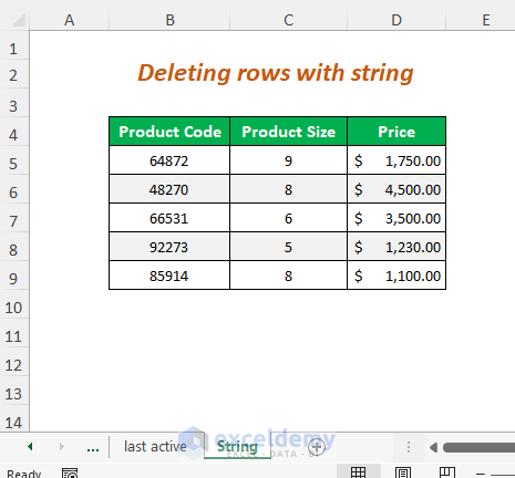 deleting rows with string