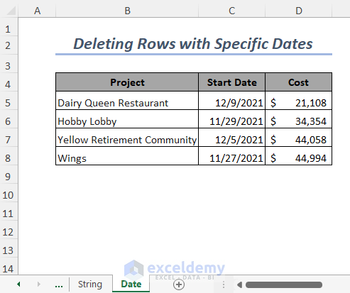 deleting rows with specific dates