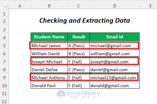 dataset for checking and extracting data