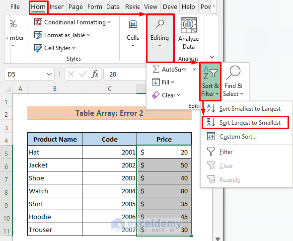 The Lookup Value is Smaller Than the Smallest Value in the Table Array