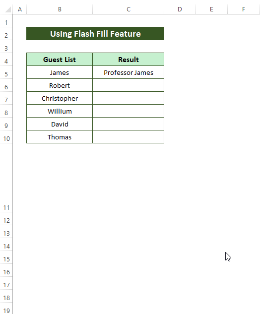 Overview of using the Falsh Fill feature to add characters in Excel